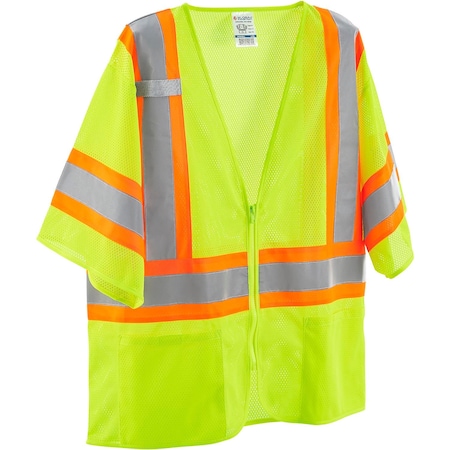 Global Industrial Two-Tone Safety Vest w/Sleeves L/XL Class 3 U Back, , Zipper 4 Pockets, 1 Mic Tab 641640LL